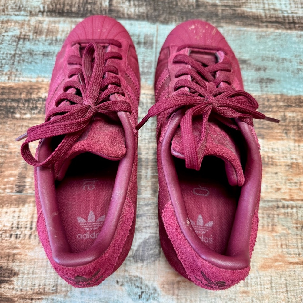 Women’s Adidas Burgundy Superstar Shoes | #Z10 - Picture 5 of 13